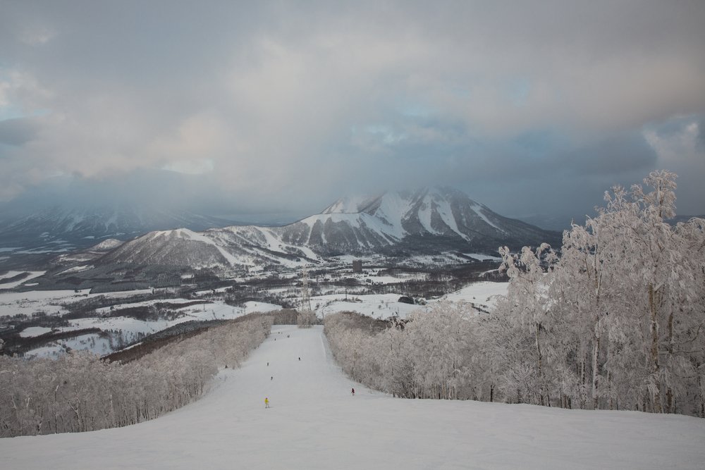 View from the top of ski trails in Rusutsu, Hokkaido, Japan