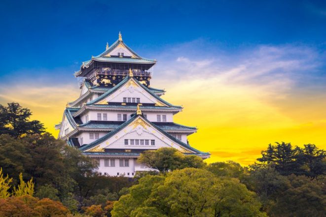 Osaka Castle in autumn season. Japan