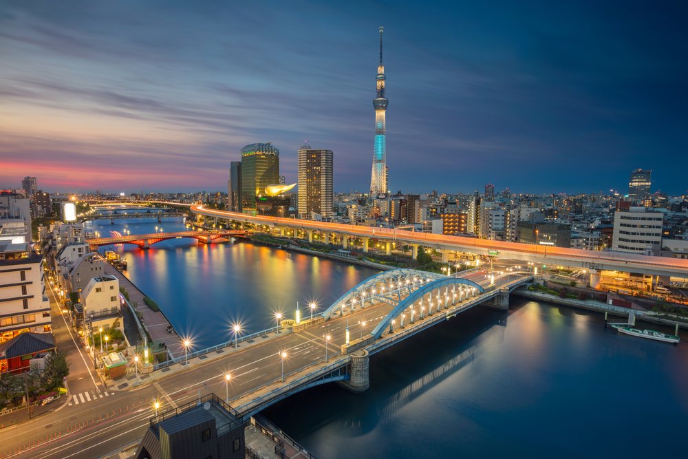 Cityscape image of Tokyo skyline during twilight in Japan