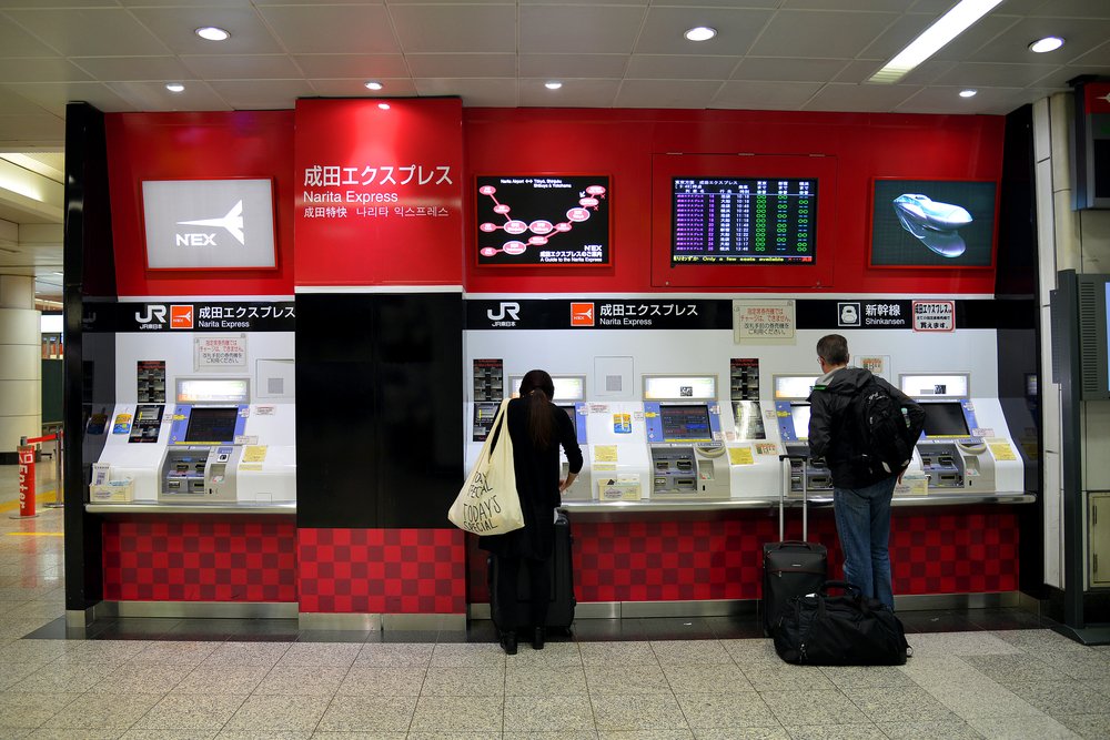 Narita Express (NEX) Ticket Vending Machine at Narita Airport Sarunyu L - Shutterstock.com