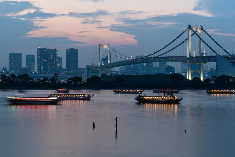 Odaiba Bridge in tokyo in dust before night