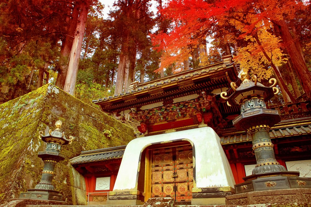 Rinno-ji Buddhist temple in Nikko, Japan, famous UNESCO world heritage site autumn