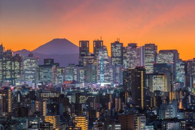 Tokyo skyline and Mountain fuji in Japan